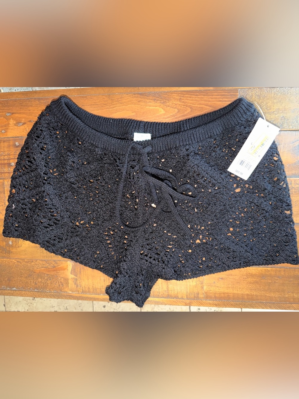 Target Women Swim Black Crochet Cover Shorts